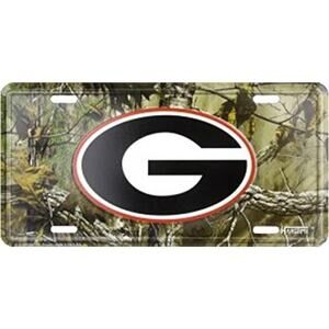 University Georgia Bulldogs Camo Aluminum Metal License Plate Sign Tag